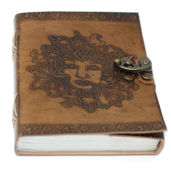 Leren Notitieboek -  Greenman - Handgemaakt - 20x15cm