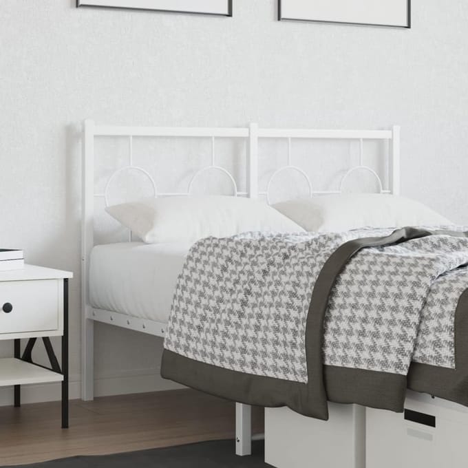 Hoofdbord Metaal - Bed Rugleuning - Slaapkamer Decoratie - Robuuste Constructie - 120 cm Breed - Wit