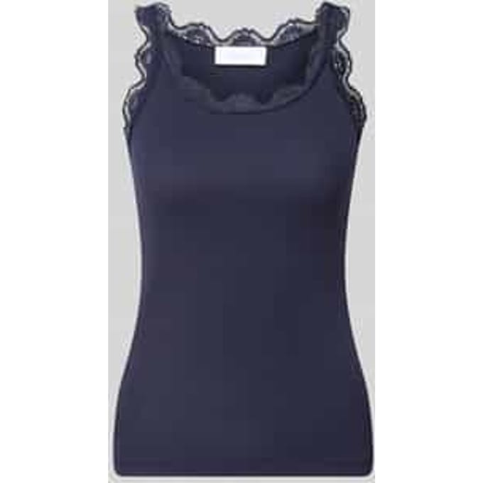 Slim fit top met kant van pure katoen