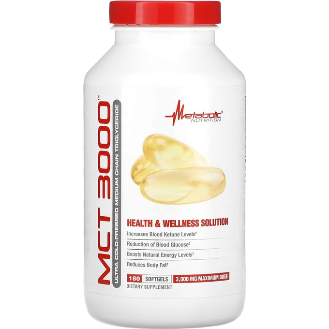 Metabolic Nutrition, MCT 3000, 1.000mg, 180 softgels