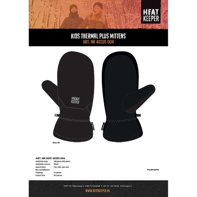 Thermo wanten kids - Fleece - 2-Pack - Zwart / 5/8 Jaar