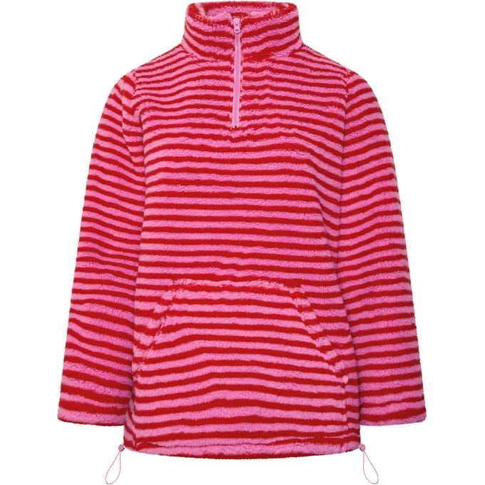 Yours Roze Gestreepte Fleece Met Kwartrits Size 50-52
