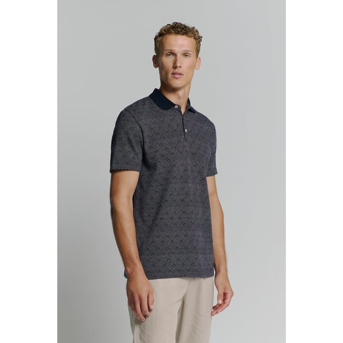 No Excess Polo 2 Coloured Jacquard Deep Blue Größe: S | Poloshirts Outlet | Herren | Blau
