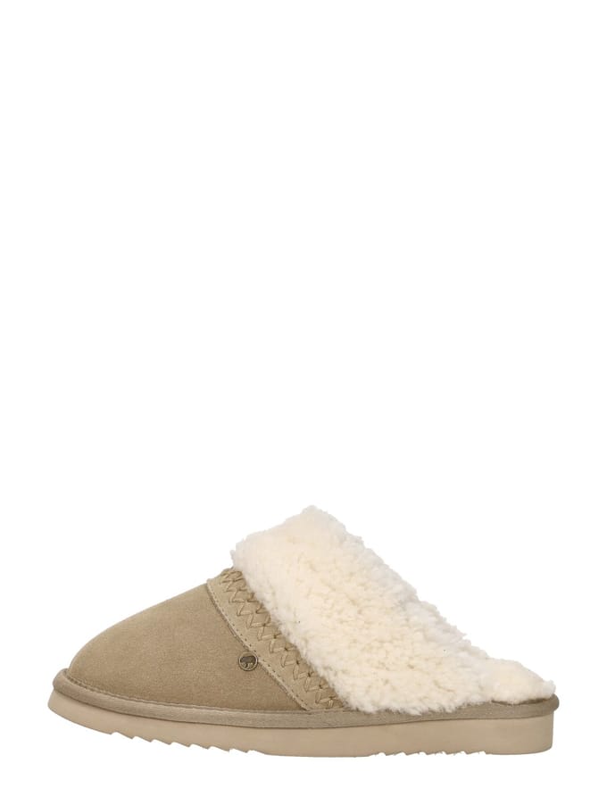 Warmbat Nhill Strap Curly Wool Dames Sloffen - Ecru
