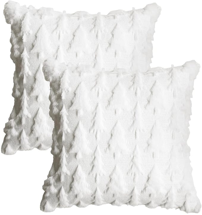 Cosensi - Dailygoods - Set van 2 Kussenslopen van Kunstbont met Kerstboom Design