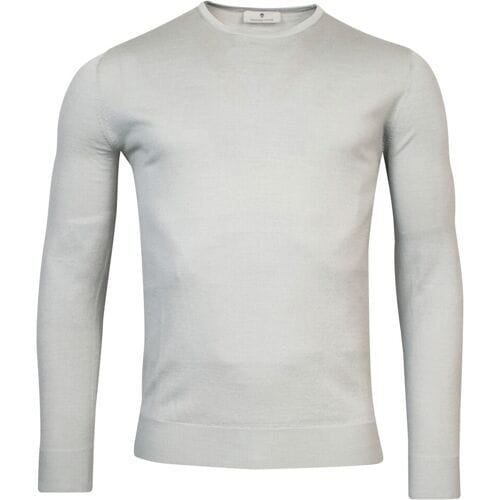 Thomas Maine Trui Ronde Hals Single Knit Merino Wool Ice Green / male