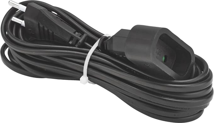 SnelShoppen - 5m Verlengsnoer HO3VVH2-F 2x0.75mm Zwart 2P 250V 6A Met Kinderbeveiliging Voor Buiten Gebruik