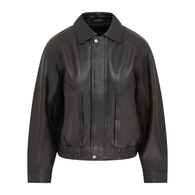 Dames zwarte leren Biker Bomber Oversized Jas - Blouson