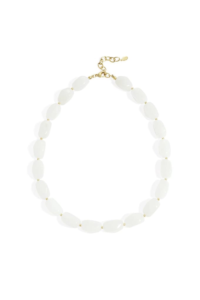Ketting met organische kralen - Gebroken wit