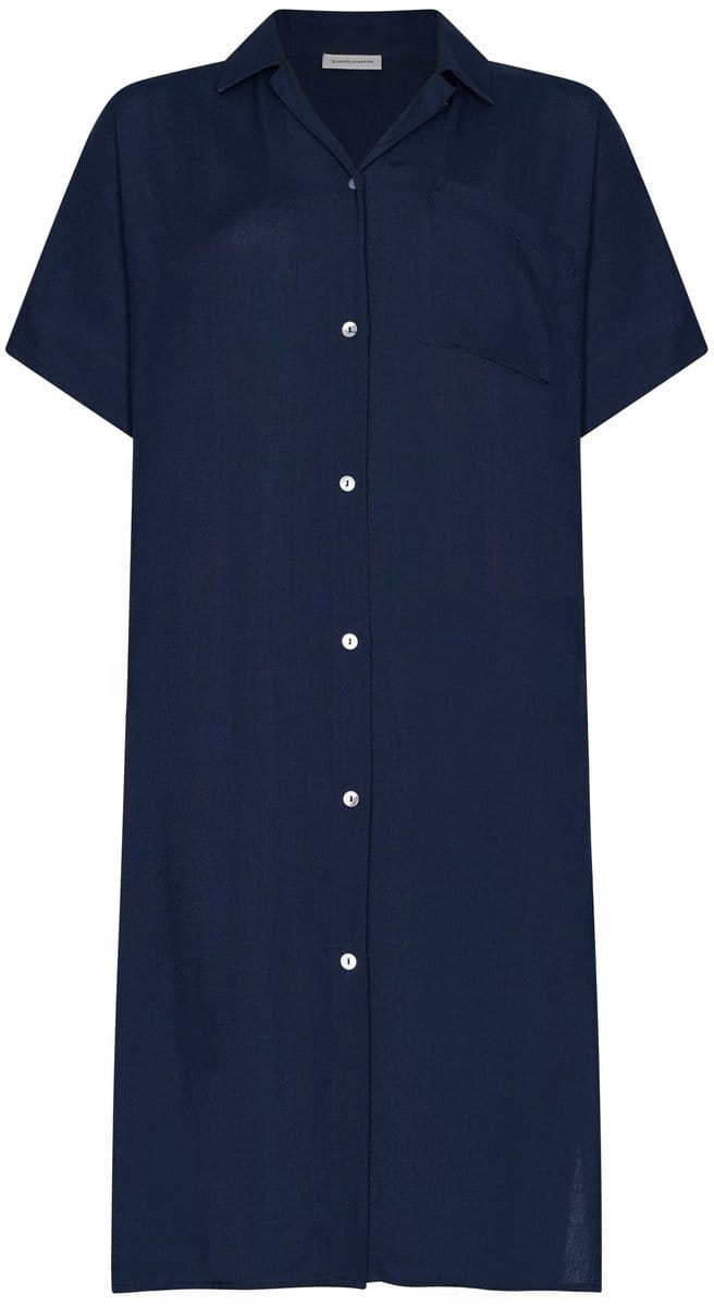 Pastunette - Jurk - Ocean Flow - Doorknoop - Viscose - Blauw - Maat 38