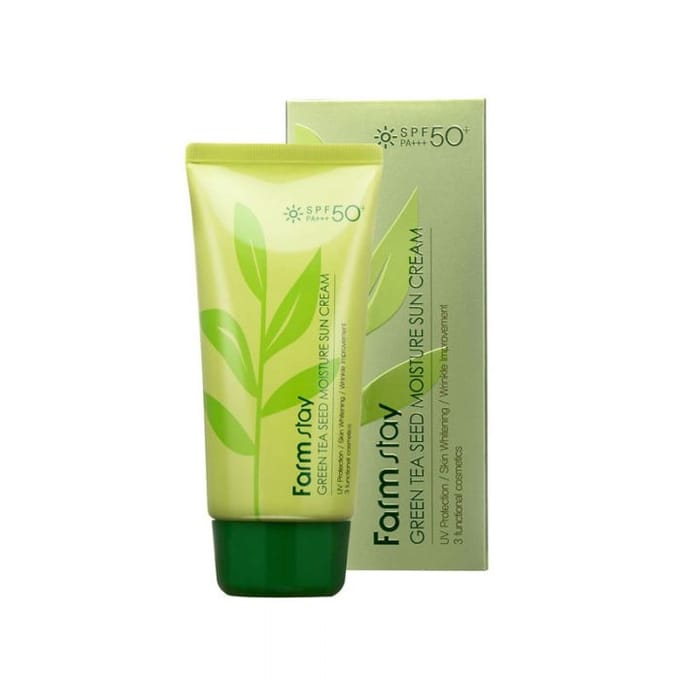 FARM STAY Green Tea Seed Moisture Sun Cream 70g & Hyaluronic UV Shield Sun Block Cream SET (3 Options) GreenTea x2+Hyaluron x2