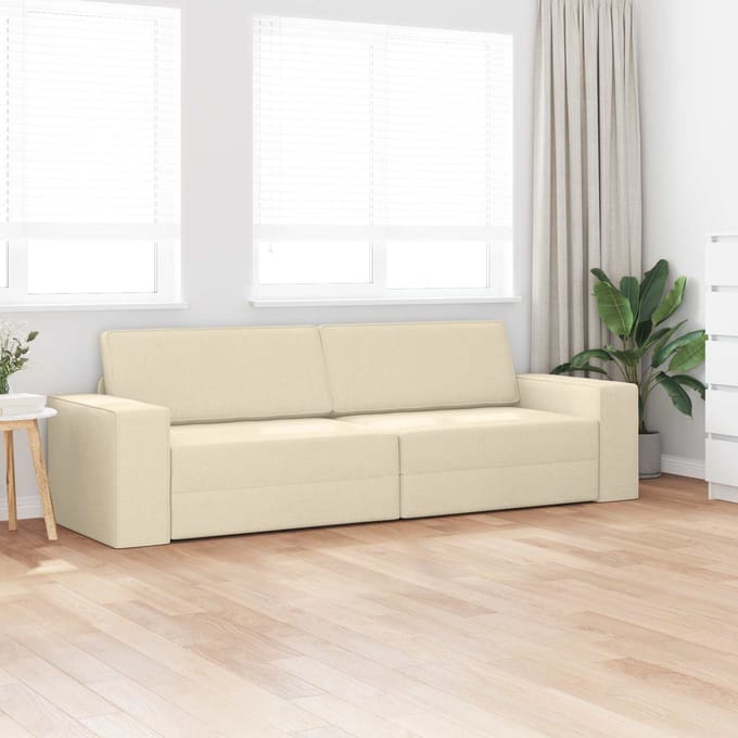 vidaXL - Slaapbank - Crème - 245 - x - 78 - x - 77 - cm - Stof