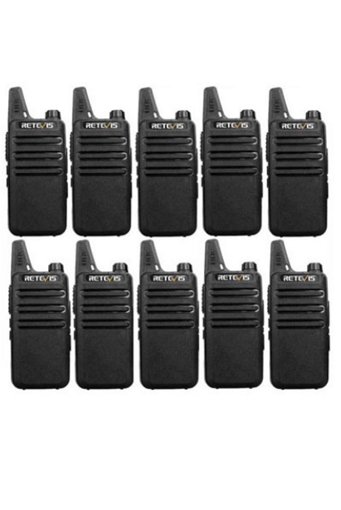 Set van 10 Retevis RT622 vergunning vrije UHF mini portofoons PMR446