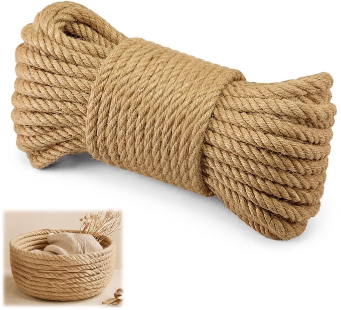 10 m tuinkoord, 8 mm dik, natuurlijk jute touw
