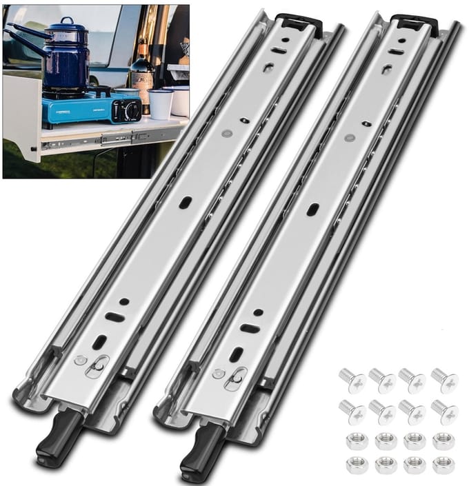 Allecto - Heavy Duty Locking Drawer Slides - 32 inch - Volledige