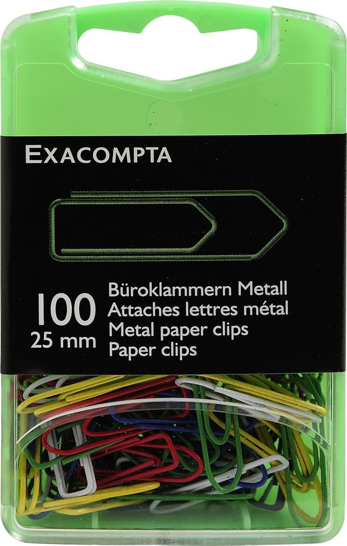 Exacompta 5x Doos met 100 paperclips kleurassortiment 25mm - Geassorteerd - 14744E
