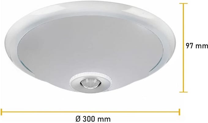Ronde Plafondlamp met Bewegingssensor - Wit Opbouwmodel - 2x E27 Fitting