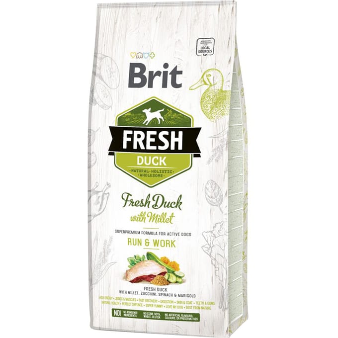 Brit Fresh Eend met gierst Active Run & Work - 12 kg