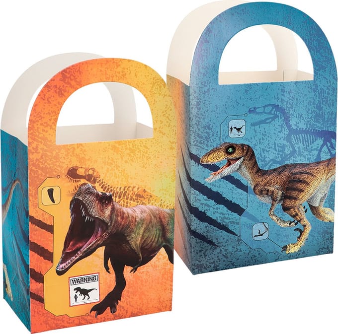 Boland - Set 4 papieren feestzakjes T-rex - -