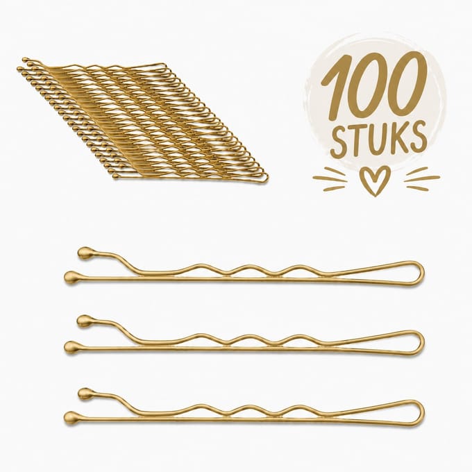 Haar in Stijl® 100 Bobby Pins Goud - Haarspelden 5 cm incl bakje