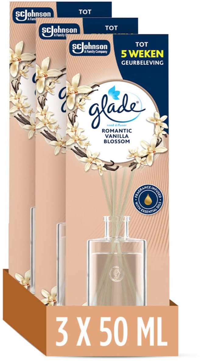 Glade Geurstokjes Romantic Vanilla Blossom - 3 x 50 ml - Voordeelverpakking