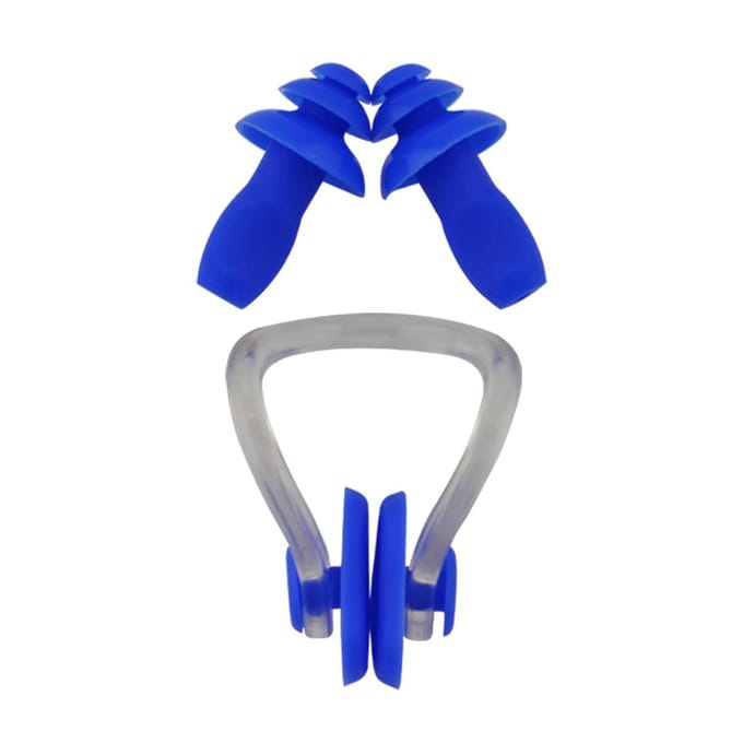 Neusclip voor zwemmen + oordoppen - blauw