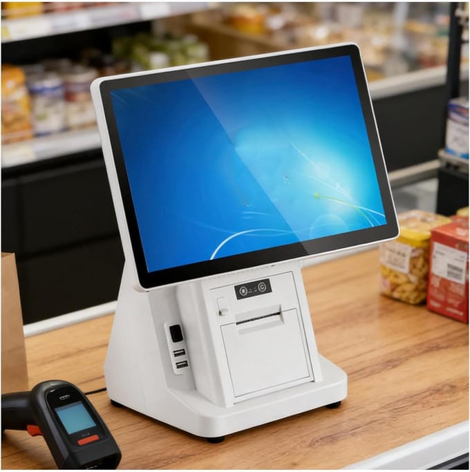Kassa met Touchscreen - POS Systeem Kassasysteem - Winkeladministratie - Ingebouwde Printer - 156 Inch - Wit