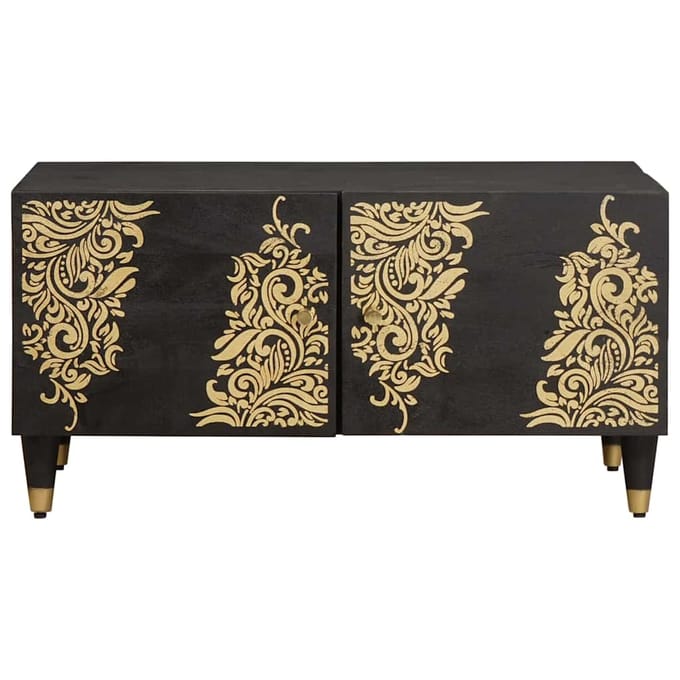 vidaXL - Salontafel - Zwart - 80 - x - 50 - x - 40 - cm - Massief - Mango - Hout