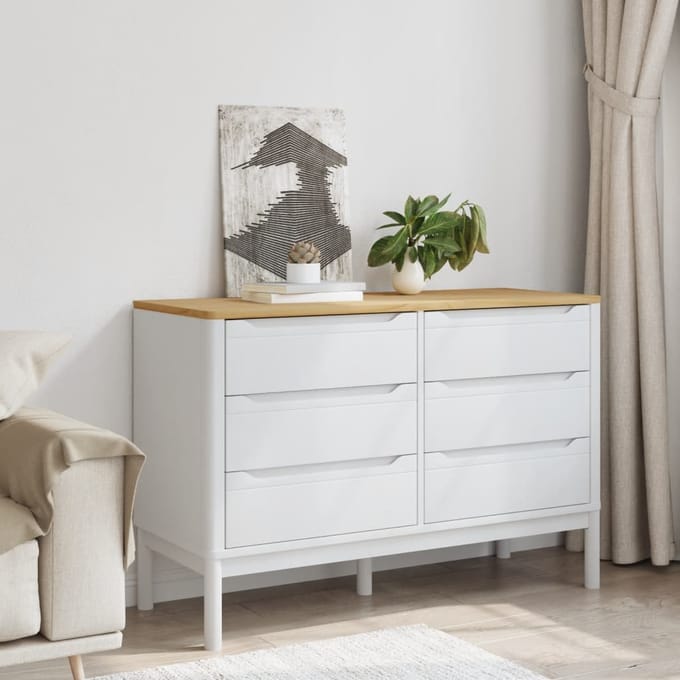 vidaXL - Ladekast - FLORO - massief - grenenhout - wit