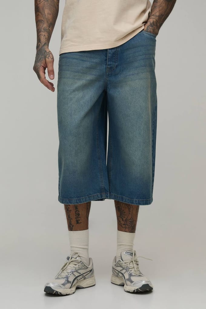 Tall Essential Longline Denim Jorts | Antique Blue | Size 54