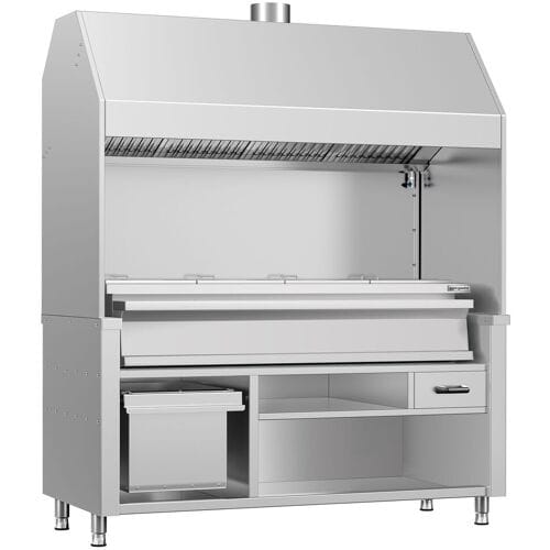 GGM Gastro Holzkohlegrill BERLIN - 1760mm - Edelstahl Zilver