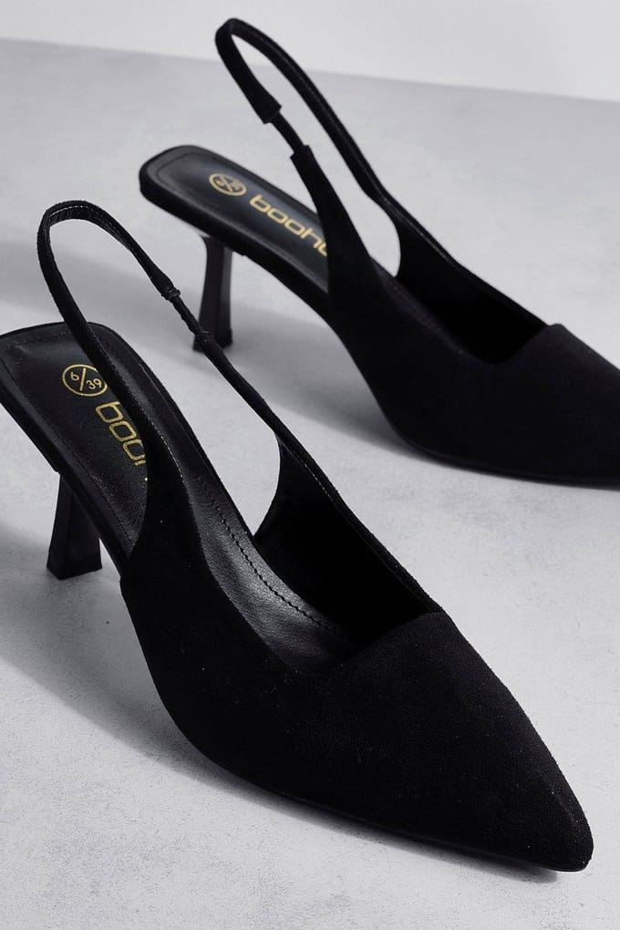 boohoo Dames Low Stiletto Slingback Court Shoe | Black | Maat: 8