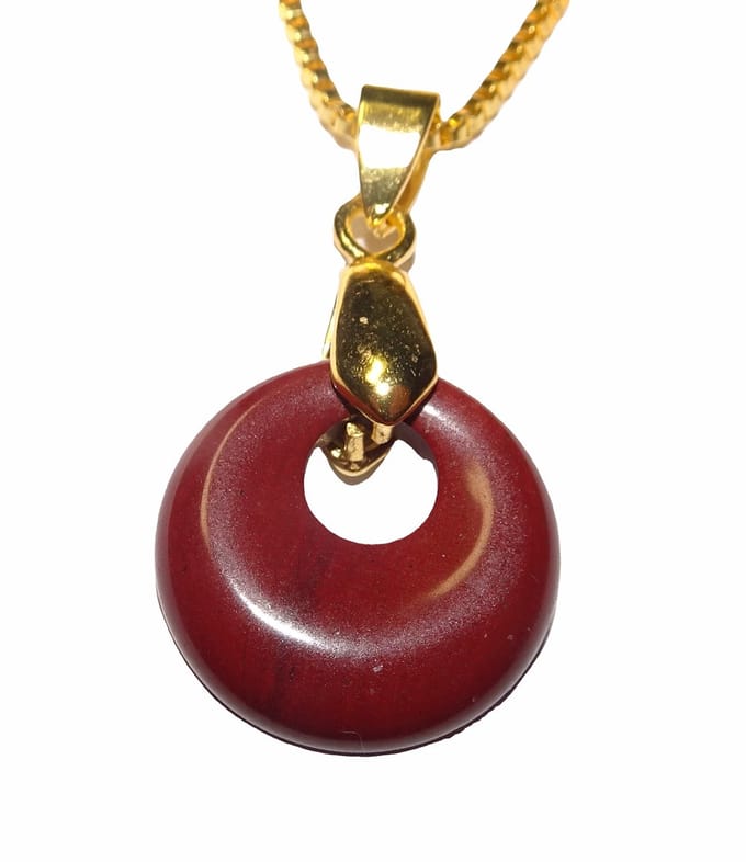Jaspis Rood Mini Donut Hanger Verguld