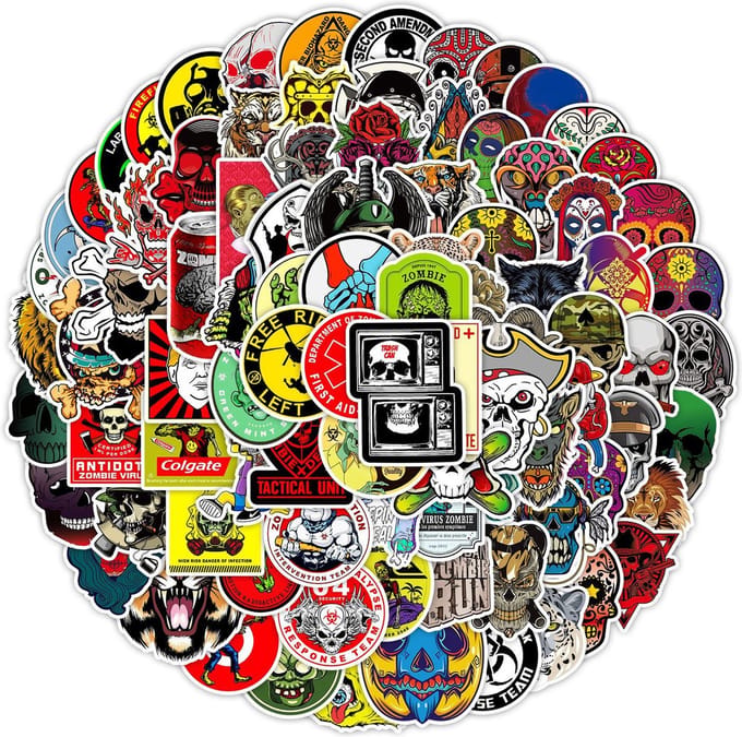 Mega Halloween Horror Sticker Pack - 100 Stickers met Zombies & Schedels - 4 tot 8CM