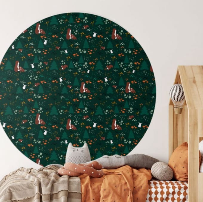 Behangcirkel 80cm Studio Wallz - Bosdiertjes small