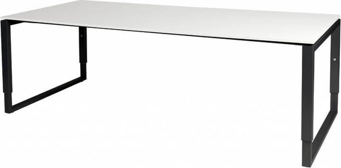 Vergadertafel - Verstelbaar - 220x100 wit - zwart frame