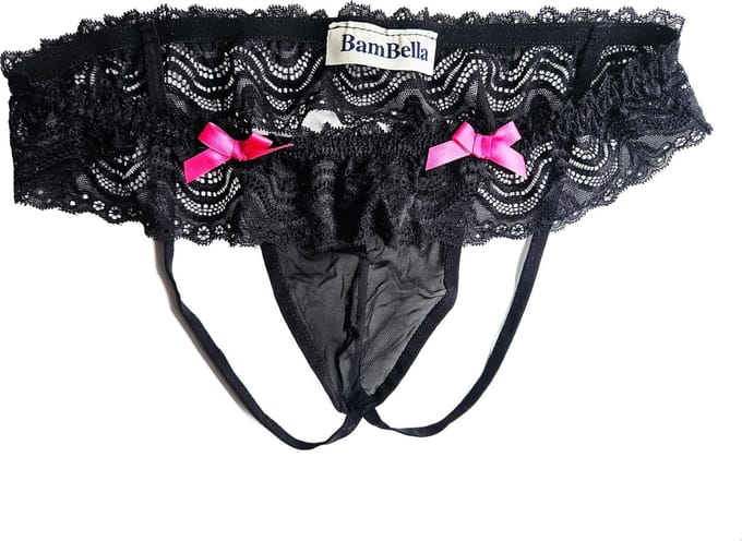 BamBella ® - String Kruisloos - One size - Sexy Zwart Erotische onderbroek Heren