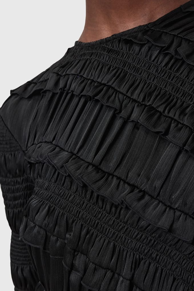 AllSaints Nyla Ls Top Black Taglia: 12 | Maglie a manica lunga Outlet | Donna | Nero