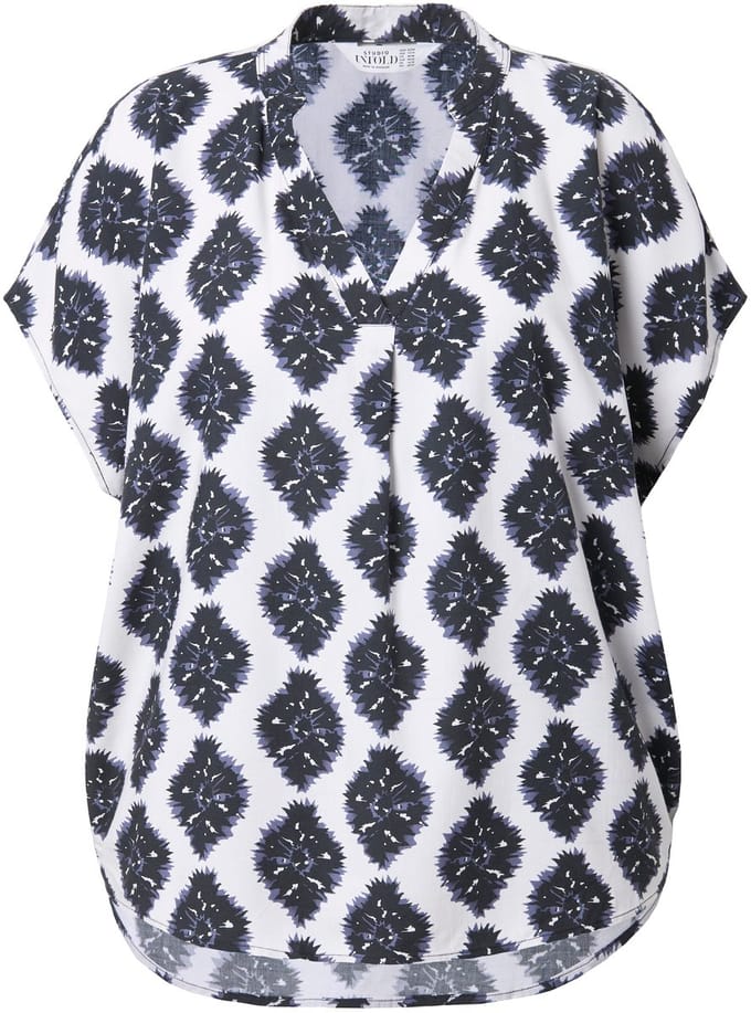 Studio Untold - Dames - Overhemdblouse oversized all-over print - Off-white - Maat 58+
