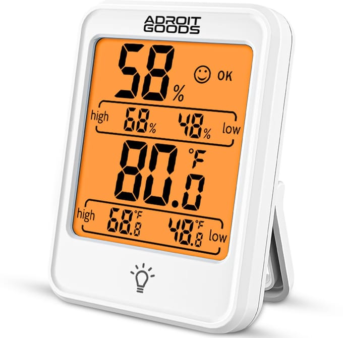 AdroitGoods - Digitale Hygrometer Indoor Thermometer - Wit - Temperatuur Vochtigheid Meter