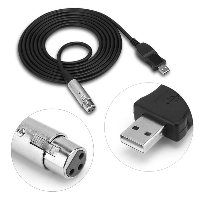 USB Mannelijk naar XLR Vrouwelijk Microfoon Mic Studio o Link Kabel Adapter Zwart