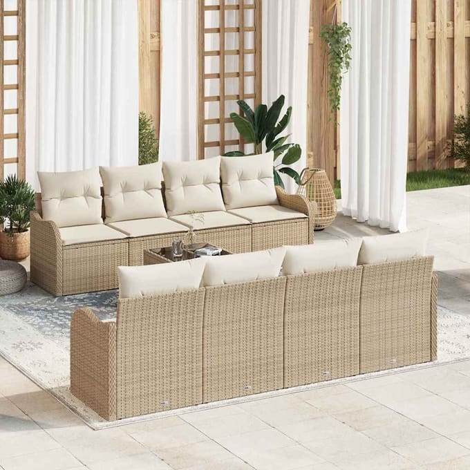 vidaXL - Tuinbank - Set - Beige - 55 - x - 55 - x - 37 - cm - poly - rattan