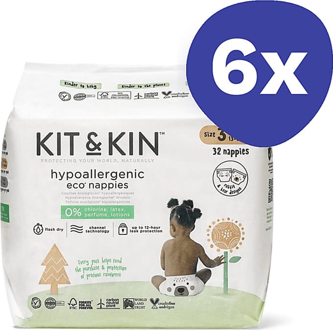Kit & Kin Luiers - Maat 3 (6x 32 stuks)