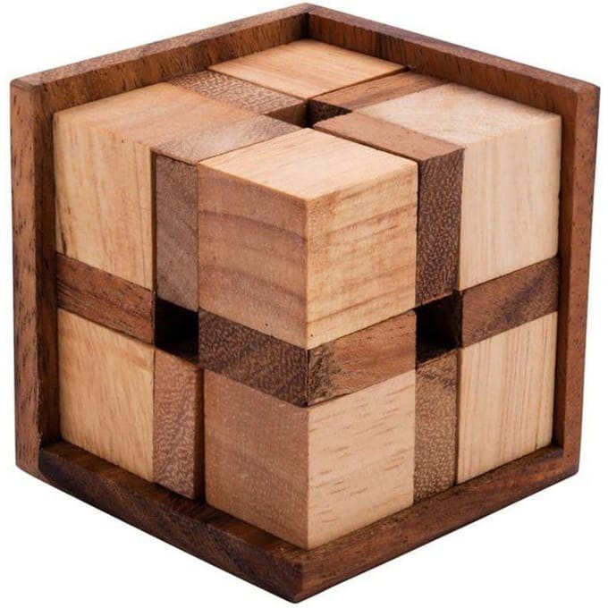 Crazy Cube en Bois - Casse-Tête Difficile Niveau 4/5 - Jeu de Logique Adulte et Enfant Dès 10 Ans - 9 Pièces - 7 cm vert