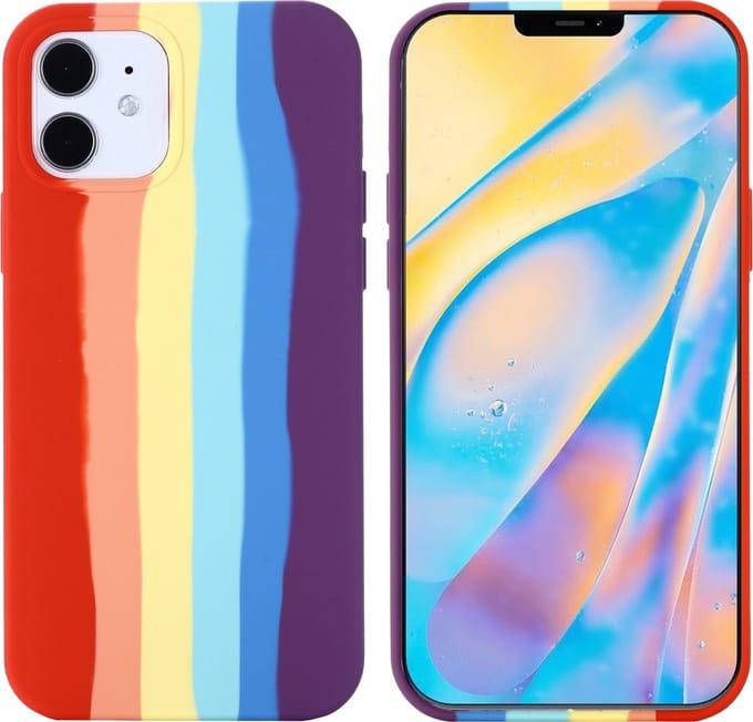 Peachy Rainbow Pride siliconen hoesje geschikt voor iPhone 12 mini - pastel