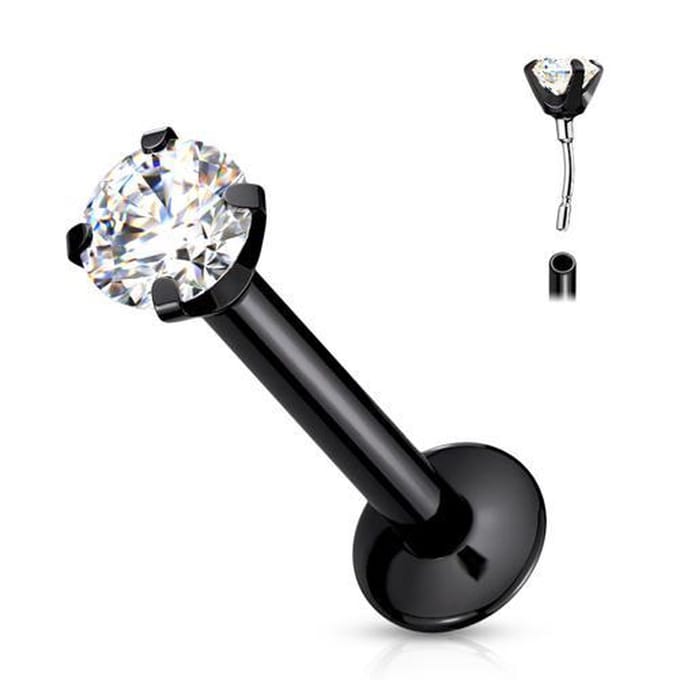 Piercing push in - chirurgisch staal - 0.8x6x2 mm - zwart - LMPiercings