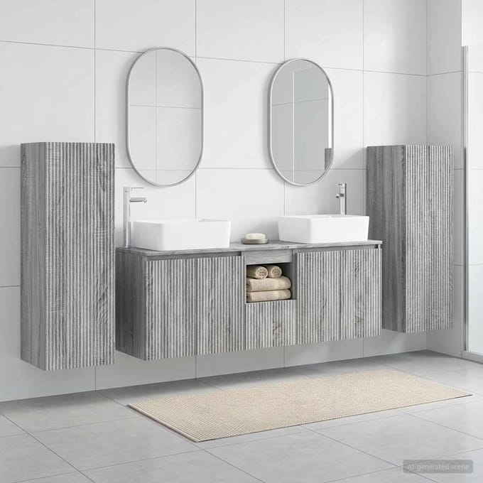 vidaXL - Badkamerkast - set - 5 - st - Grijs - Sonoma - 136 - x - 35 - x - 80 - cm