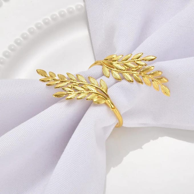 Blad Servetringen Herfst Servethouder voor Kerstmis Thanksgiving Bruiloft Eettafeldecoratie beige