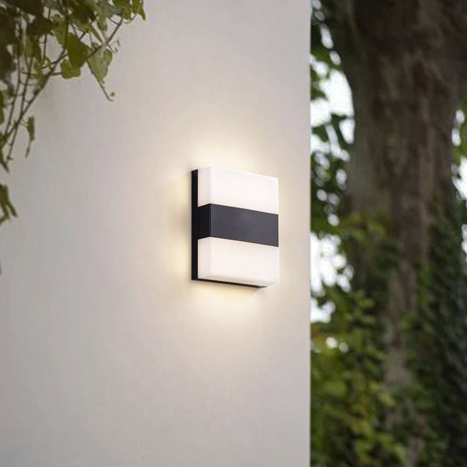 PRIOS LED buiten wandlamp Teekon, antraciet, 20 cm, IP44