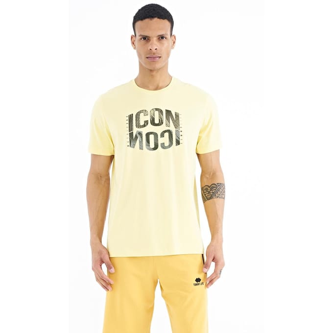 Geprinte Crew Neck T-Shirt met Patch